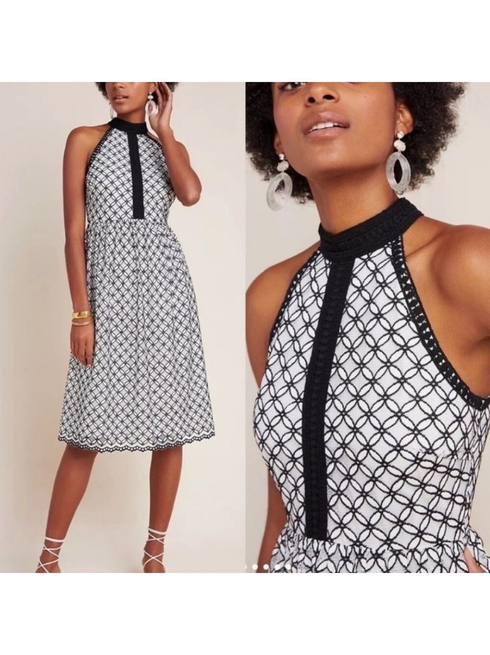 Eri + Ali Ninetta Lace‎ Black White Dress, Size 4